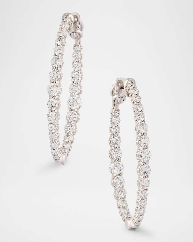 Single Row Oval Earrings in 18K White Gold and Diamonds